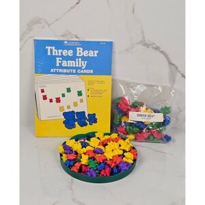 Learning Resources Three Bear Family Attribute Cards LER 735 & 163 Bear Counters